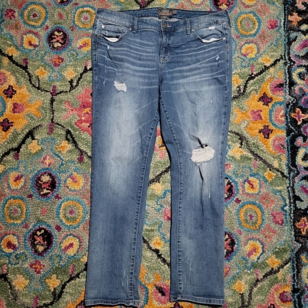 Torrid Boyfriend Straight Vintage Stretch Distressed Jeans Blue Women's 14